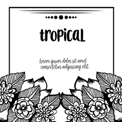 Wallpaper tropical card, with decoration spring flower frame. Vector