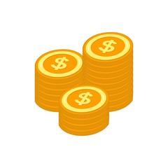 Dollar coins vector icon, money dollar coins sign - dollar bill symbol