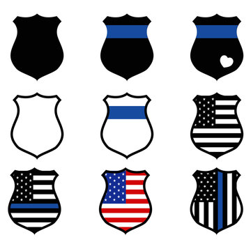 police shield icon on white background. flat style. police badge icon for your web site design, logo, app, UI. thin blue line symbol. police sign.