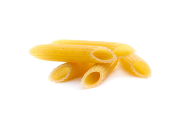 heap of pasta on white background