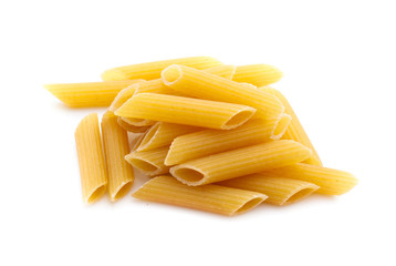 heap of pasta on white background