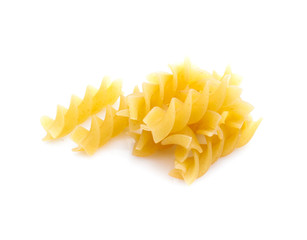 heap of pasta on white background