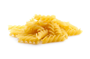 heap of pasta on white background