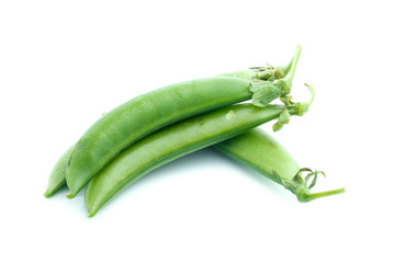 Fresh peas isolated on white background