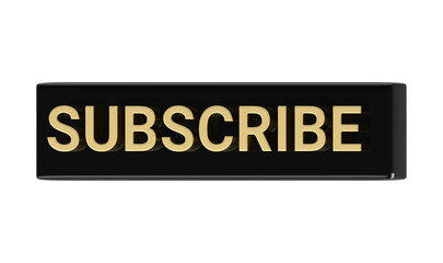 3d rendered Isometric gold subscribe button isolated on white background