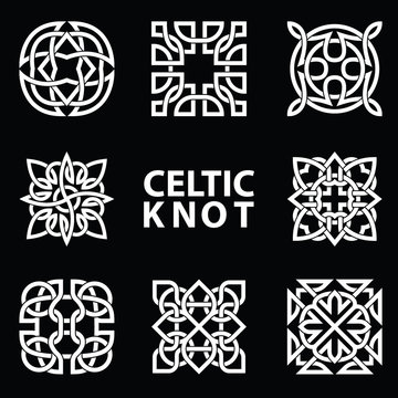 Set of ancient symbols executed in Celtic knot