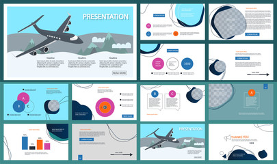 Template for travel presentations. Multicolored and Abstract elements on a different background. Presentation slide, flyer leaflet, brochure cover, report, marketing and banner