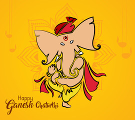 Indian Religious Ganesh Chaturthi festival of India, Lord Ganpati Template Design