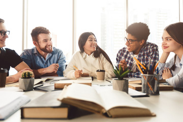 University students learning and preparing for exam