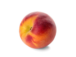Ripe peach on white background