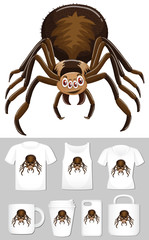 Graphic of spider on different product templates