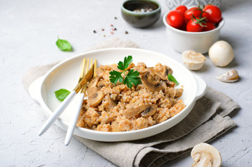 Spelt with Mushrooms, Tasty Homemade Vegetarian Dish