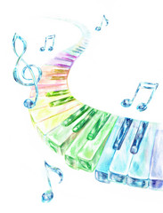 虹色の鍵盤　音符　ト音記号