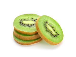 Tasty cut kiwi on white background