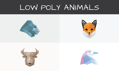 Polygonal animals. Low-poly logo animals. Low poly animals for sale.