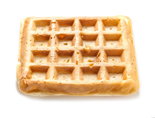 Tasty waffle on white background