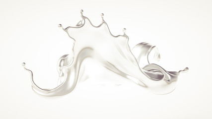 Silver splash. 3d illustration, 3d rendering.