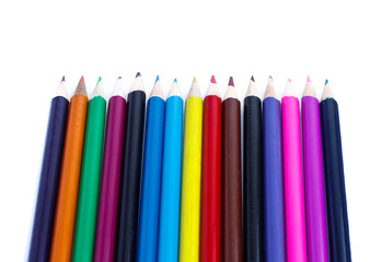 Color pencils isolated on white background.