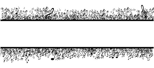 black musical notes frame isolated on white background