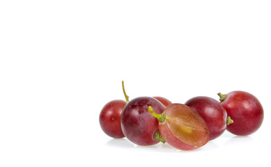 copy space red grapes isolated on white background
