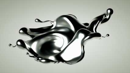 Silver splash. 3d illustration, 3d rendering.