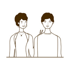Fototapeta premium silhouette of couple of people standing on white background