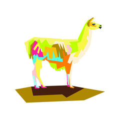 vector illustration of llama. Llama in wpap illustration