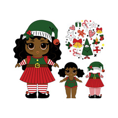 Christmas Elf Lol Doll. Cute vector illustration.