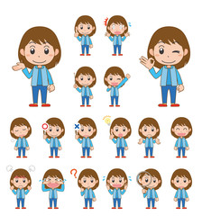 女の子　子ども　表情　ポーズ　セット
