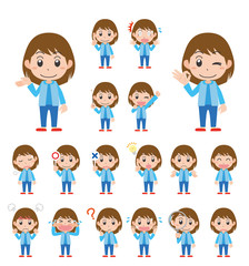女の子　子ども　表情　ポーズ　セット