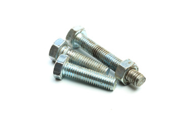 Screw  nuts, rivets isolated on white.