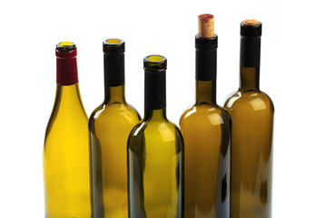 set of empty bottles of wine isolated on a white background - Image