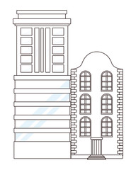 Fototapeta premium Urban buildings and city architecture in black and white