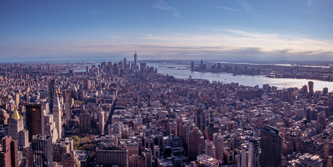 View from Empire State Building down to New York City in Detail