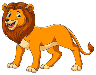 Cute lion cartoon on white background
