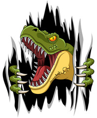 Naklejki  Cartoon t-rex mascot ripping illustration vector