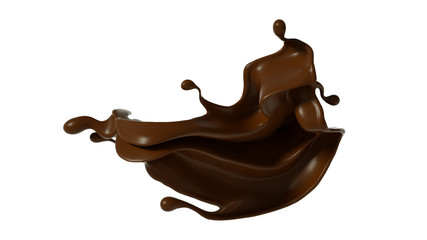 Splash of chocolate 3d illustration, 3d rendering.