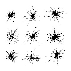 Set of black blots. Grunge art splash