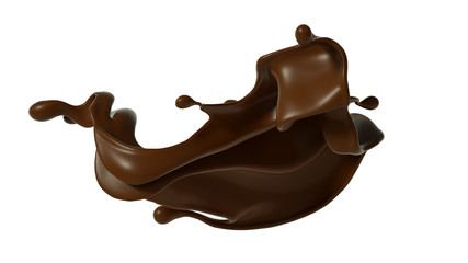 Splash of chocolate 3d illustration, 3d rendering.