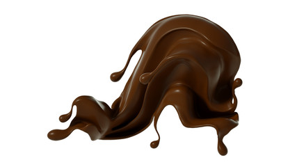 Splash of chocolate 3d illustration, 3d rendering.