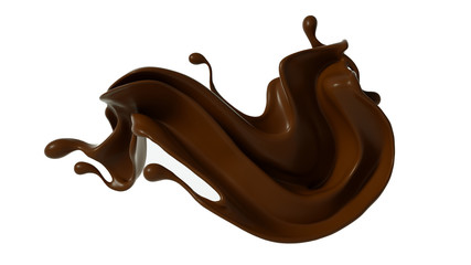 Splash of chocolate 3d illustration, 3d rendering.