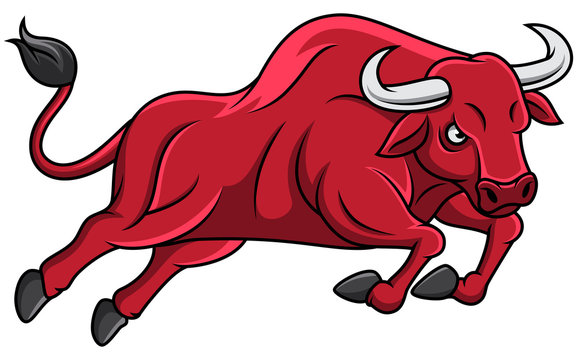 Cartoon angry red bull running