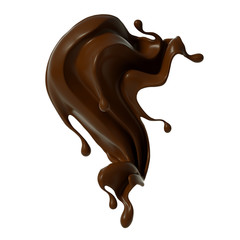 Splash of chocolate 3d illustration, 3d rendering.