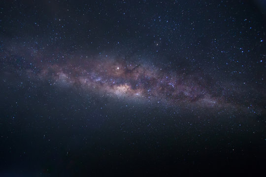 Panorama shot of Milky Way Galaxy at Borneo, Long exposure photograph, with grain.Image contain certain grain or noise and soft focus.