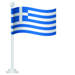 Greece  flag. National flag of Greece on pole vector 