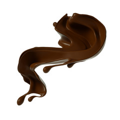 Splash of chocolate 3d illustration, 3d rendering.