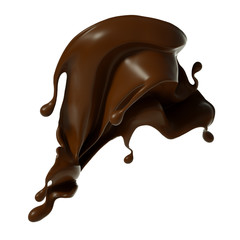 Splash of chocolate 3d illustration, 3d rendering.