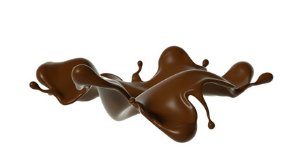 Splash of chocolate 3d illustration, 3d rendering.