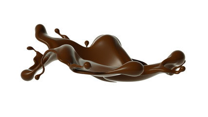 Splash of chocolate 3d illustration, 3d rendering.