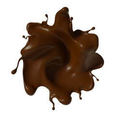 Splash of chocolate 3d illustration, 3d rendering.
